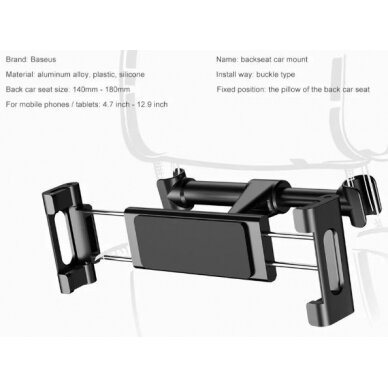 Automobilinis laikiklis Baseus "Back Seat" juodas (ne magnetinis / sėdynei)