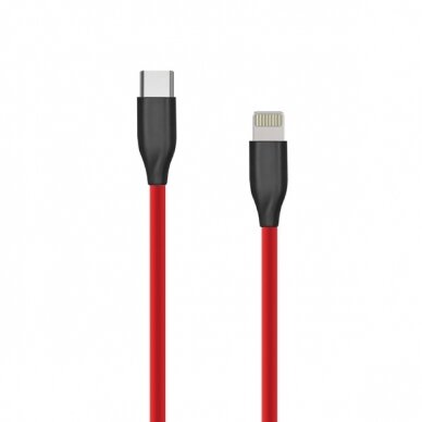 Silikoninis kabelis USB Type-C-Lightning (raudonas, 2m)