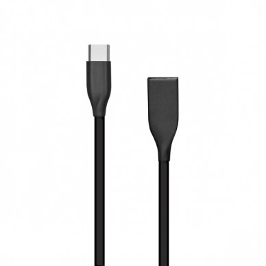 Silikoninis kabelis USB - USB-C (juodas, 1m)